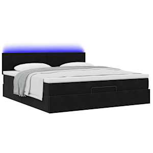 vidaXL Ottoman bed met matras en LED's 160x200cm fluweel zwart