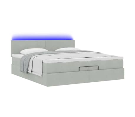 vidaXL Otomanski posteljni okvir z vzmetnicami siv 200x200cm žamet