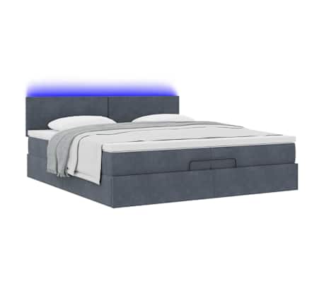 vidaXL Otomanski posteljni okvir z vzmetnicami siv 200x200cm žamet