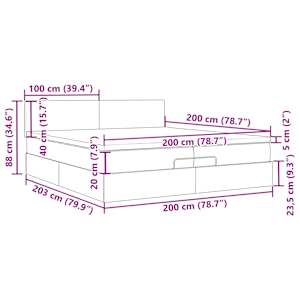 Osmanský rám postele s matrací tmavě šedý 200x200cm samet - obrázek 15