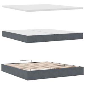 Osmanský rám postele s matrací tmavě šedý 200x200cm samet - obrázek 7