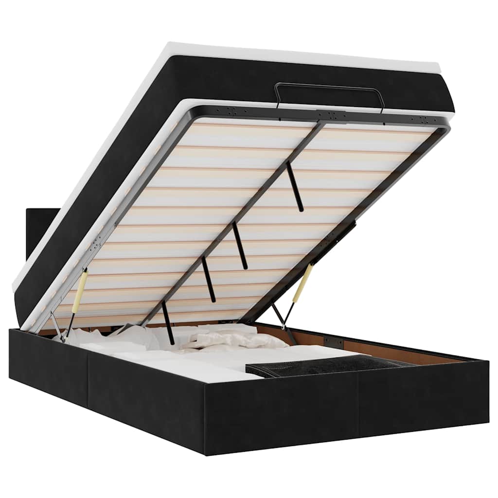 Ottoman Bed with Mattress Home Bed Base & LEDs Black King Single Velvet vidaXL - Picture 6 of 13