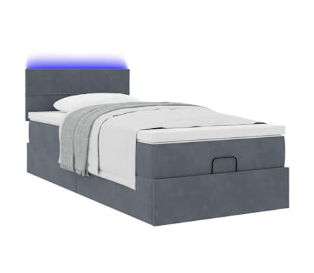 vidaXL Otomanski posteljni okvir z vzmetnico siv 80x200 cm žamet