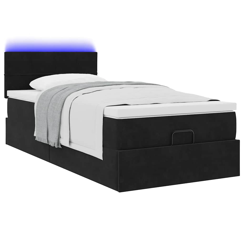 vidaXL Ottoman bed met matras en LED's 90x190cm fluweel zwart, foto 4