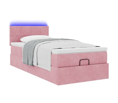 vidaXL Estructura de cama otomana colch&oacute;n terciopelo rosa 100x200cm