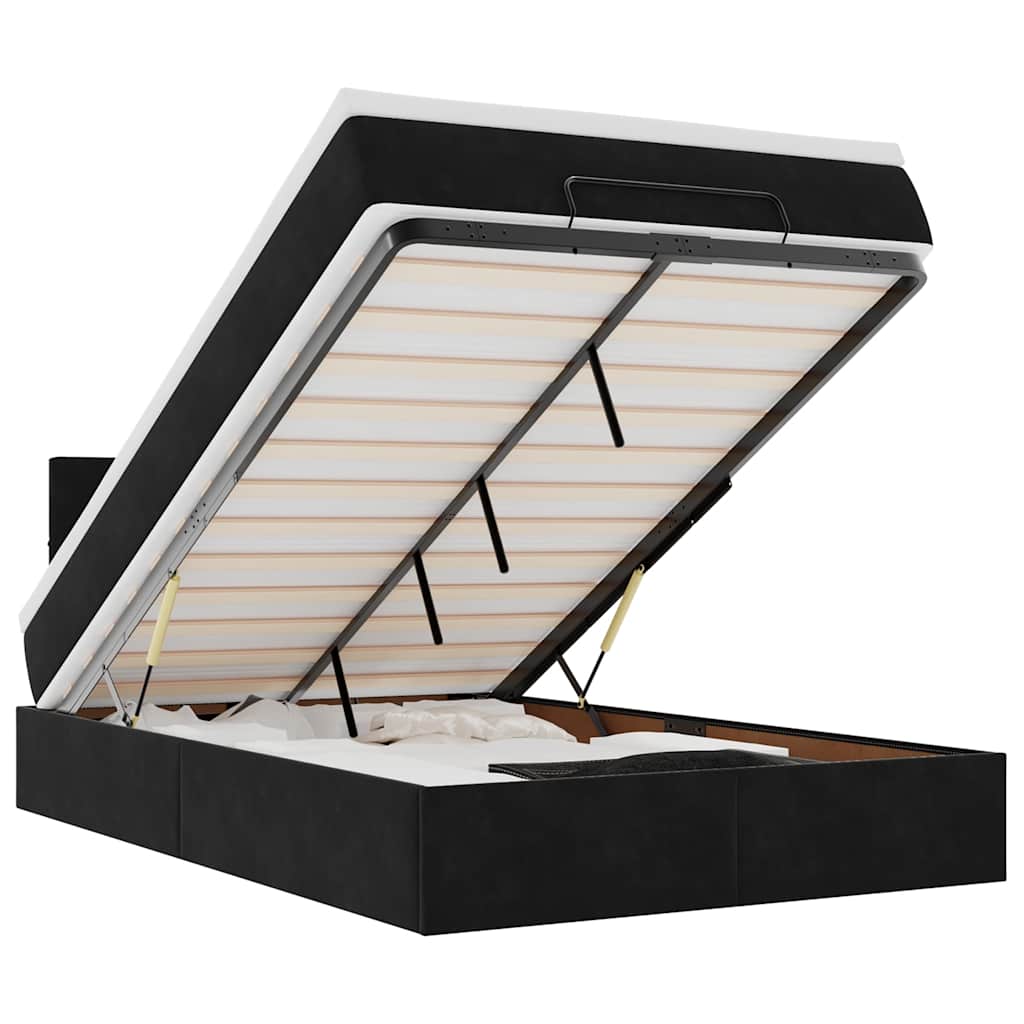 Thumbnail - vidaXL Ottomane Bett mit Matratze & LEDs Schwarz 120x190 cm Samt