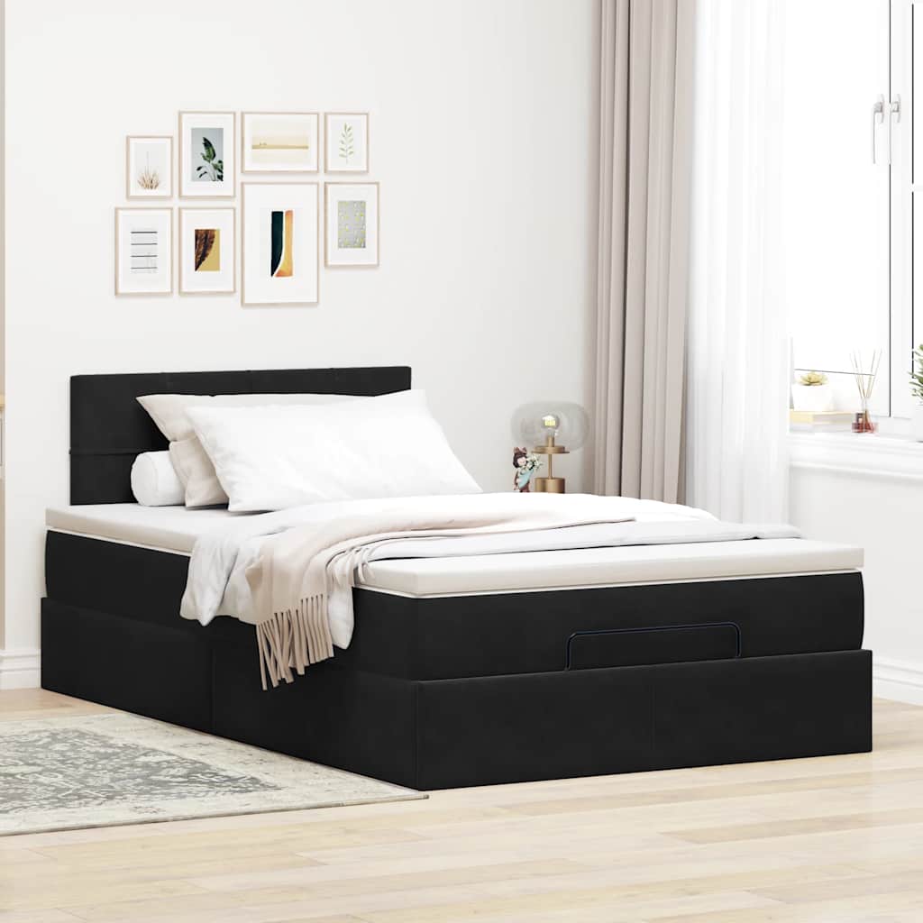 vidaXL Bed poef met matras en LED's 120x190 cm fluweel zwart, foto 4