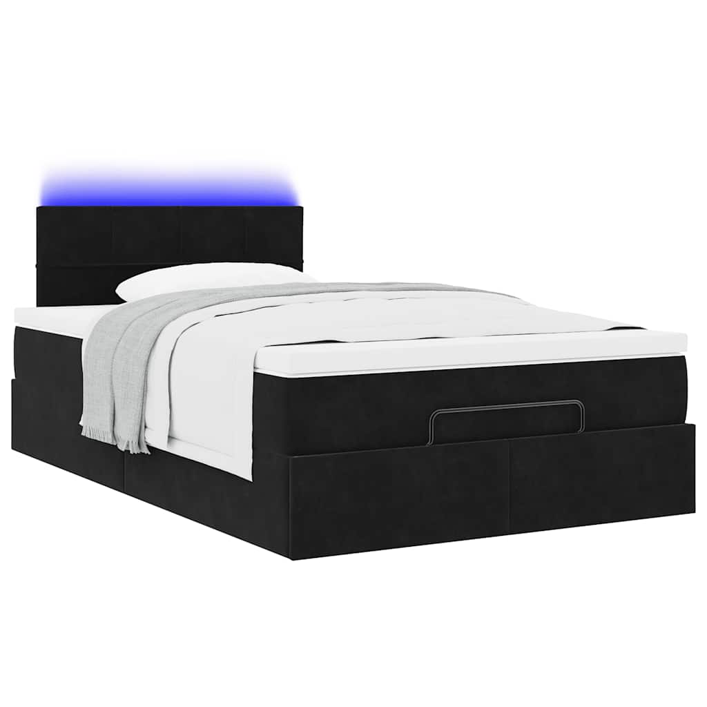 vidaXL Ottoman bed met matras en LED's 120x200cm fluweel zwart afbeelding