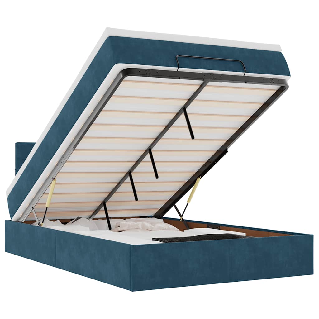 VidaXL Osmanský rám postele s matrací tmavě modrá 120x200cm samet