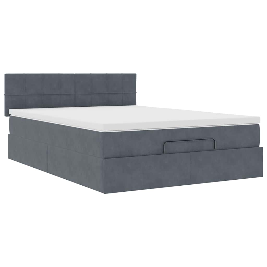 vidaXL Ottoman bed met matras en LED's 140x190cm fluweel donkergrijs grijs, foto 4