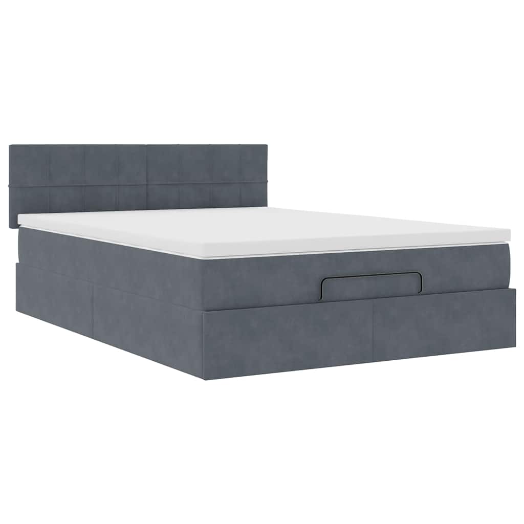 vidaXL Ottoman bed met matras en LED's 140x200cm fluweel donkergrijs grijs, foto 4