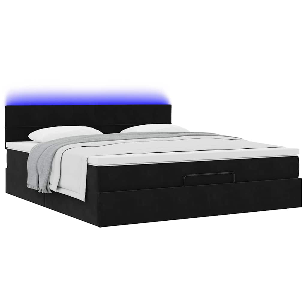 Thumbnail - vidaXL Ottoman-Bett mit Matratze & LEDs Schwarz 180x200 cm Samt