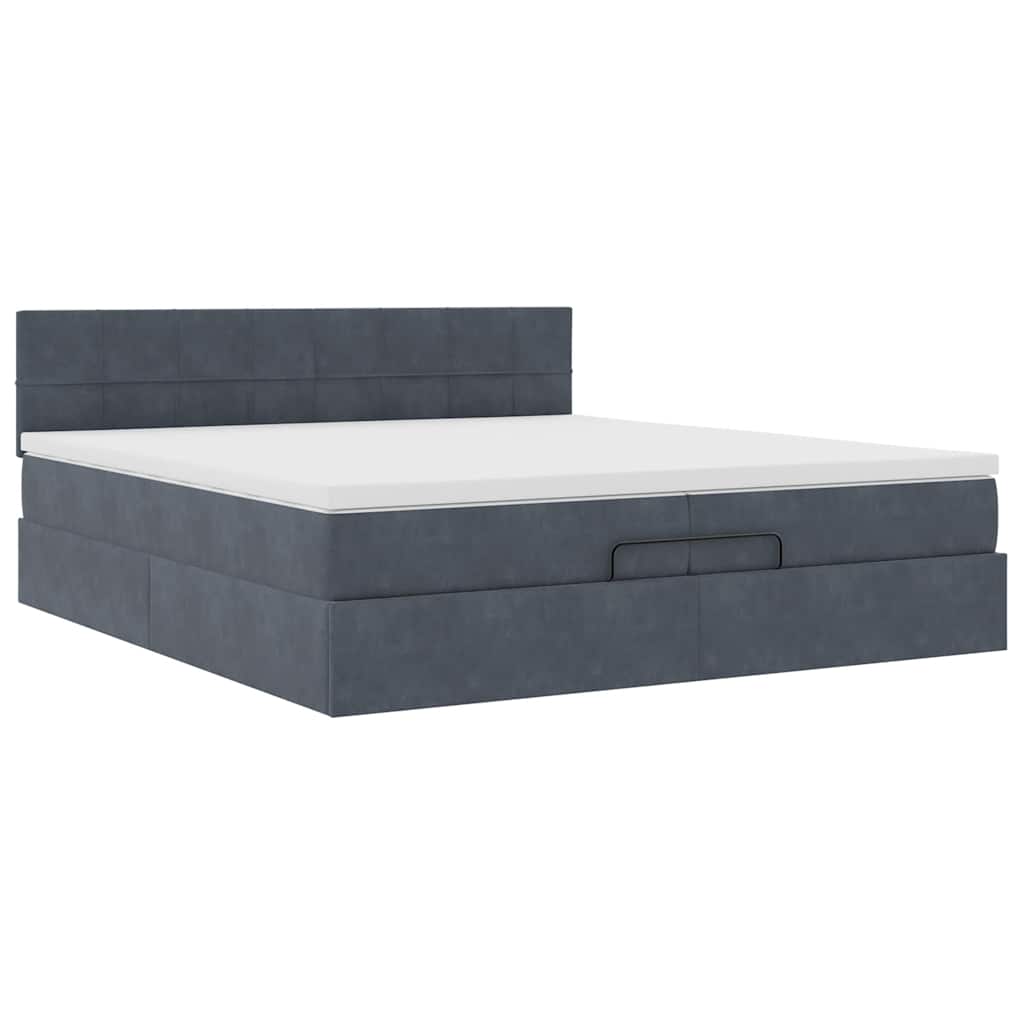 vidaXL Ottoman bed met matrassen en LED's 200x200cm fluweel grijs, foto 4