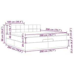 Osmanský rám postele s matrací tmavě šedý 200x200cm samet - obrázek 15