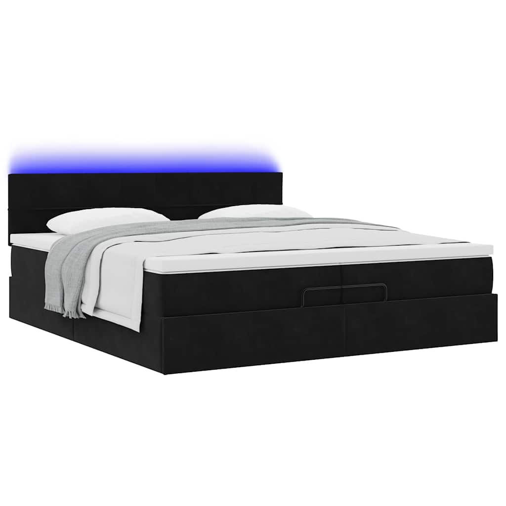 vidaXL Ottoman bed met matrassen en LED's 200x200cm fluweel zwart afbeelding