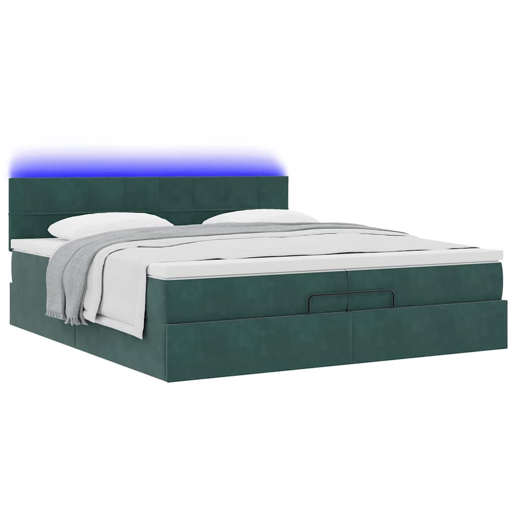 vidaXL Ottoman bed met matrassen en LED's 200x200cm fluweel afbeelding