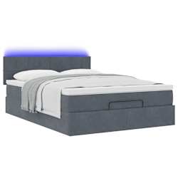 vidaXL Ottoman Bed with Mattress & LEDs Dark Grey Double Velvet