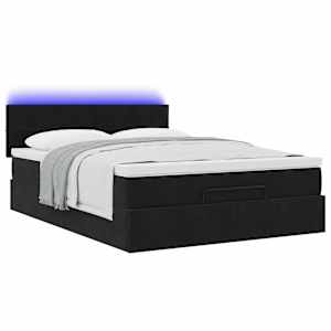 vidaXL Ottoman Bed with Mattress & LEDs Black Queen Velvet