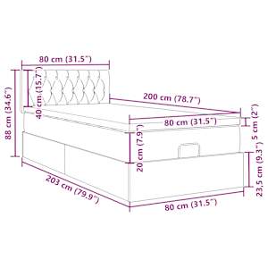 Osmanská postel s matrací & LED tmavě modrá 80x200cm samet - obrázek 17