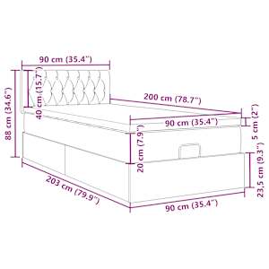 Osmanský rám postele s matrací světle šedá 90x200cm samet - obrázek 15