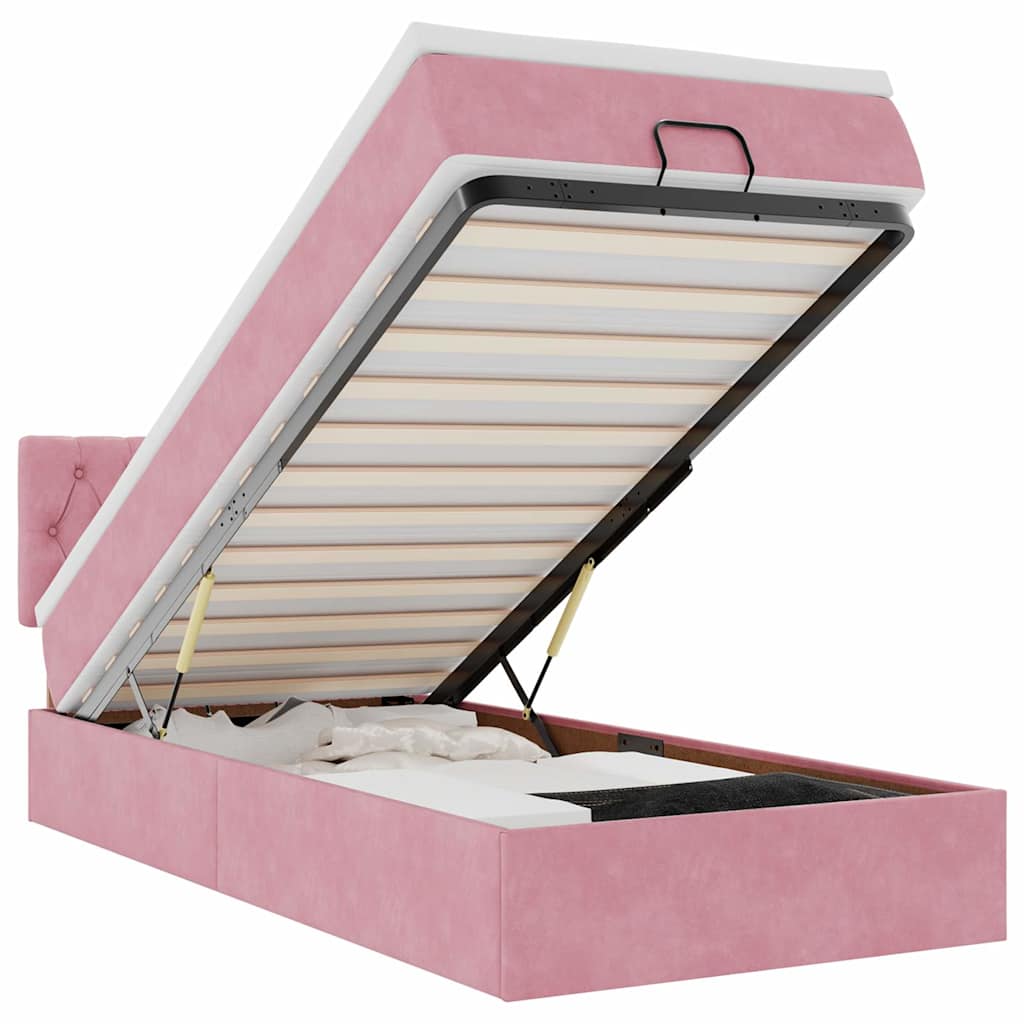 Thumbnail - vidaXL Ottoman-Bett mit Matratze & LEDs Rosa 90x200 cm Samt