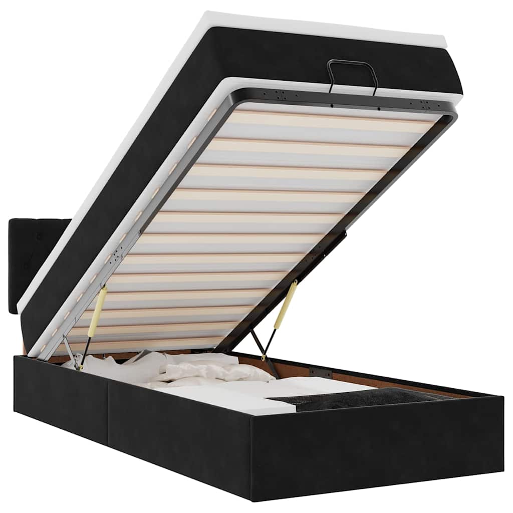 Thumbnail - vidaXL Ottoman-Bett mit Matratze & LEDs Schwarz 100x200 cm Samt