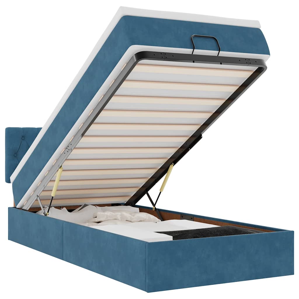Thumbnail - vidaXL Ottoman-Bett mit Matratze & LEDs Dunkelblau 100x200 cm Samt