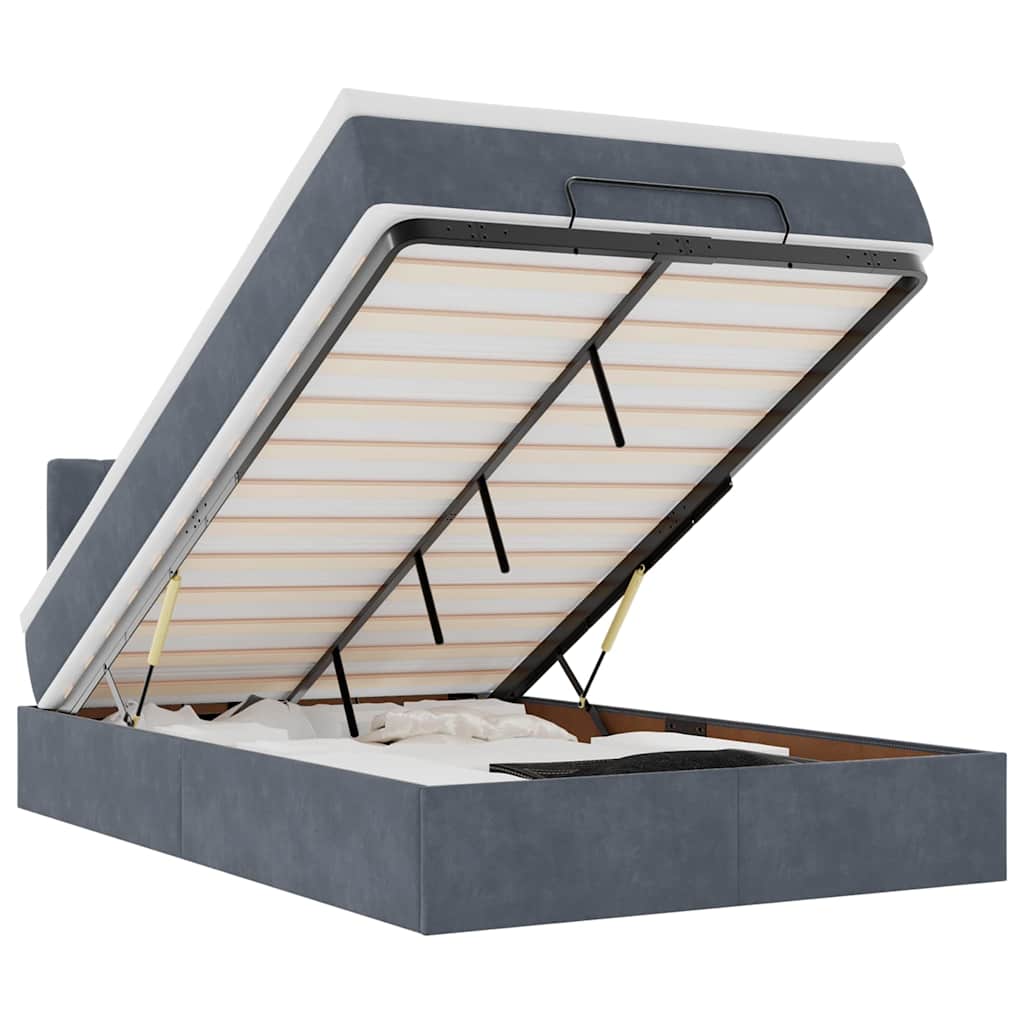 Thumbnail - vidaXL Ottomane Bett mit Matratze & LEDs Dunkelgrau 120x190 cm Samt