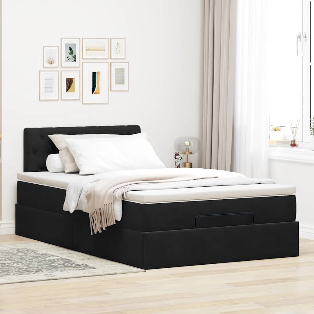 vidaXL Bed poef met matras en LED's 120x190 cm fluweel zwart, foto 4