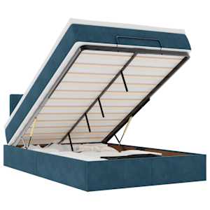 vidaXL Ottomani voodi madratsi ja LED, tumesinine, 120x190cm, samet
