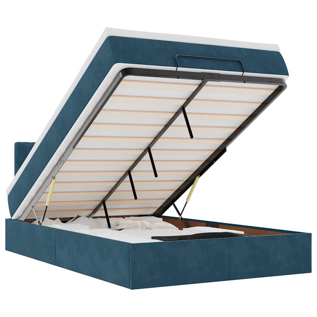 Thumbnail - vidaXL Ottomane Bett mit Matratze & LEDs Dunkelblau 120x190 cm Samt