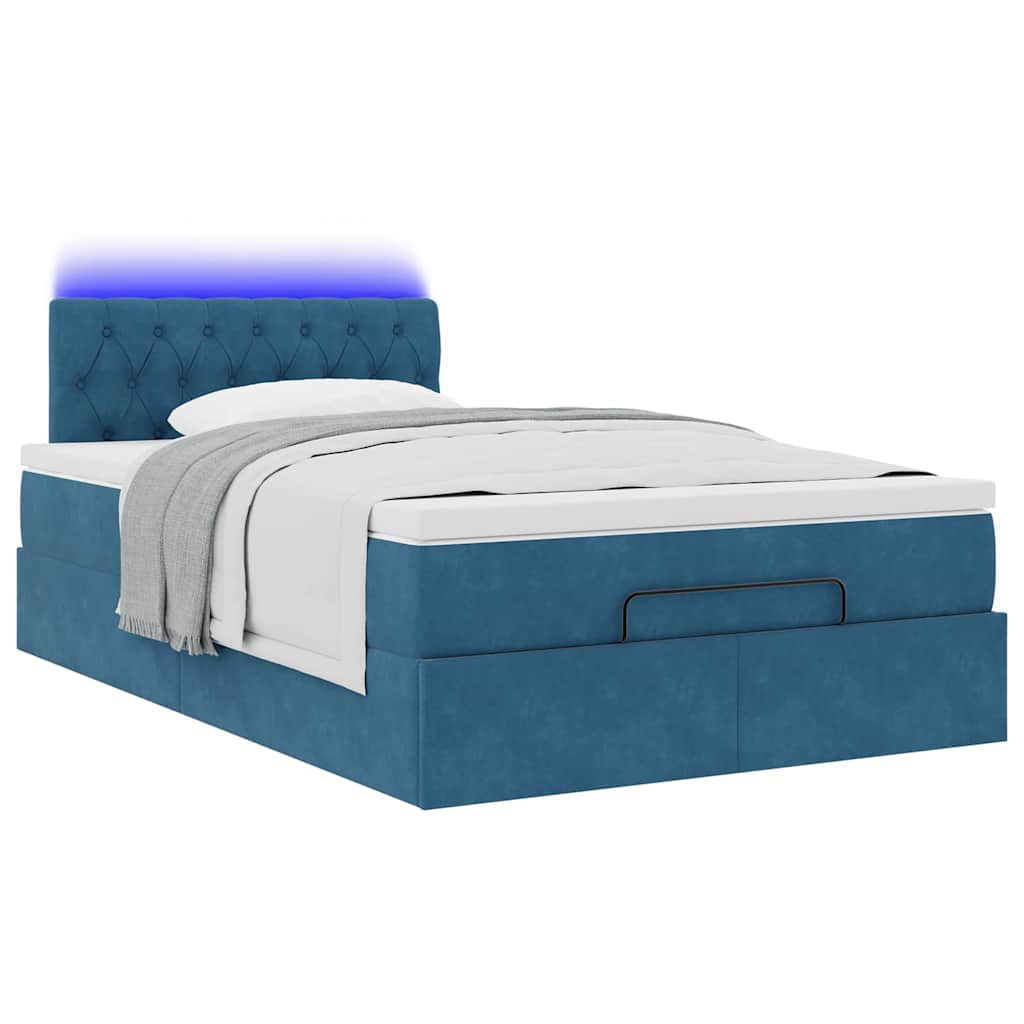 Thumbnail - vidaXL Ottomane Bett mit Matratze & LEDs Dunkelblau 120x190 cm Samt