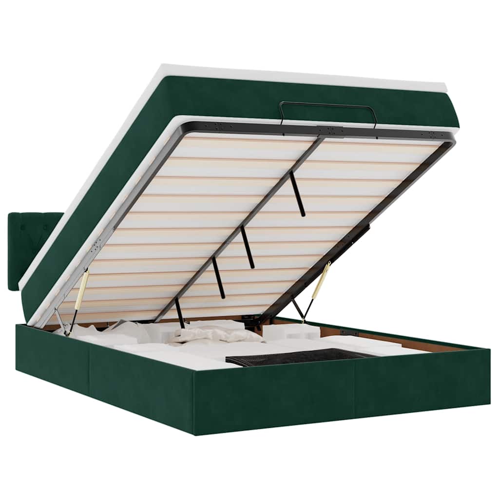 VidaXL Osmanský rám postele s matrací tmavě zelená 140x190cm samet