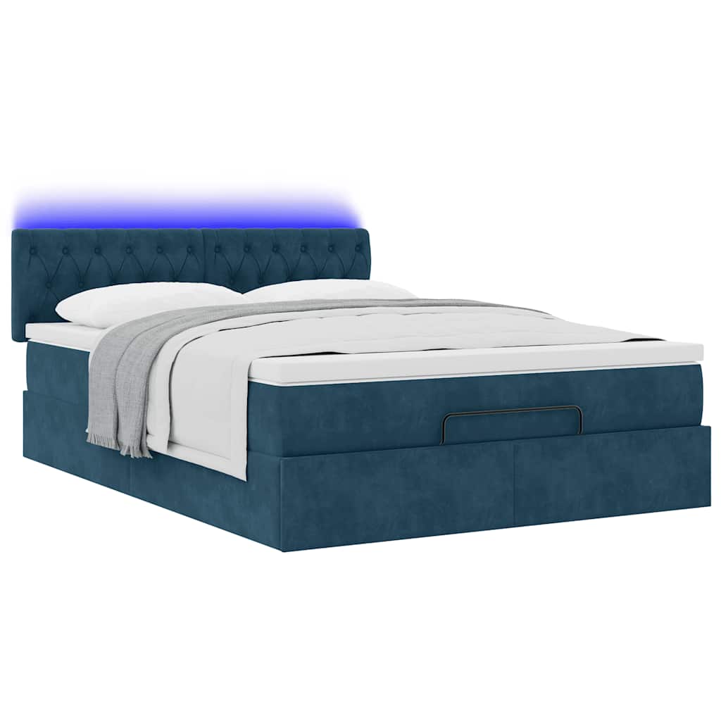 Thumbnail - vidaXL Ottoman-Bett mit Matratze & LEDs Dunkelblau 140x200 cm Samt