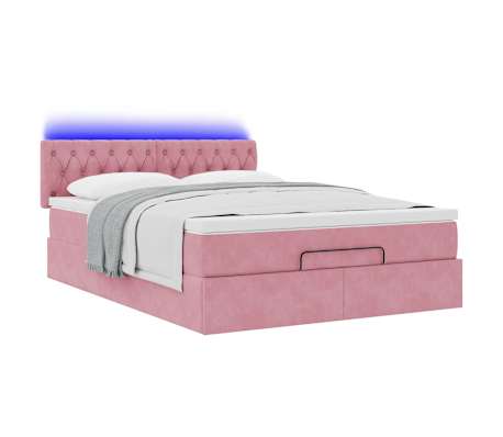 VidaXL Cadre de lit ottoman avec matelas rose 140x200 cm velours