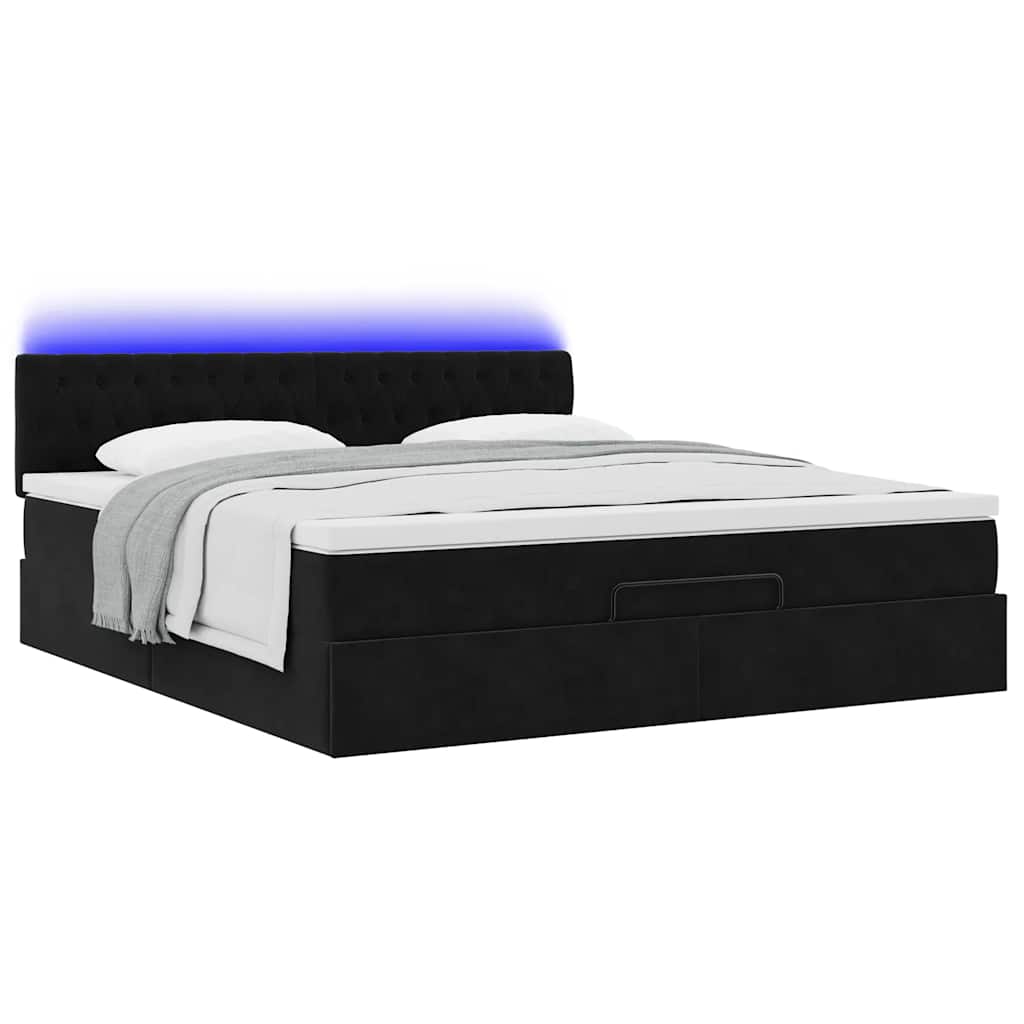 vidaXL Ottoman bed met matras en LED's 160x200cm fluweel zwart afbeelding