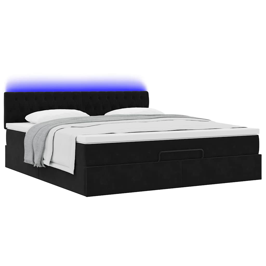 Thumbnail - vidaXL Ottoman-Bett mit Matratze & LEDs Schwarz 180x200 cm Samt