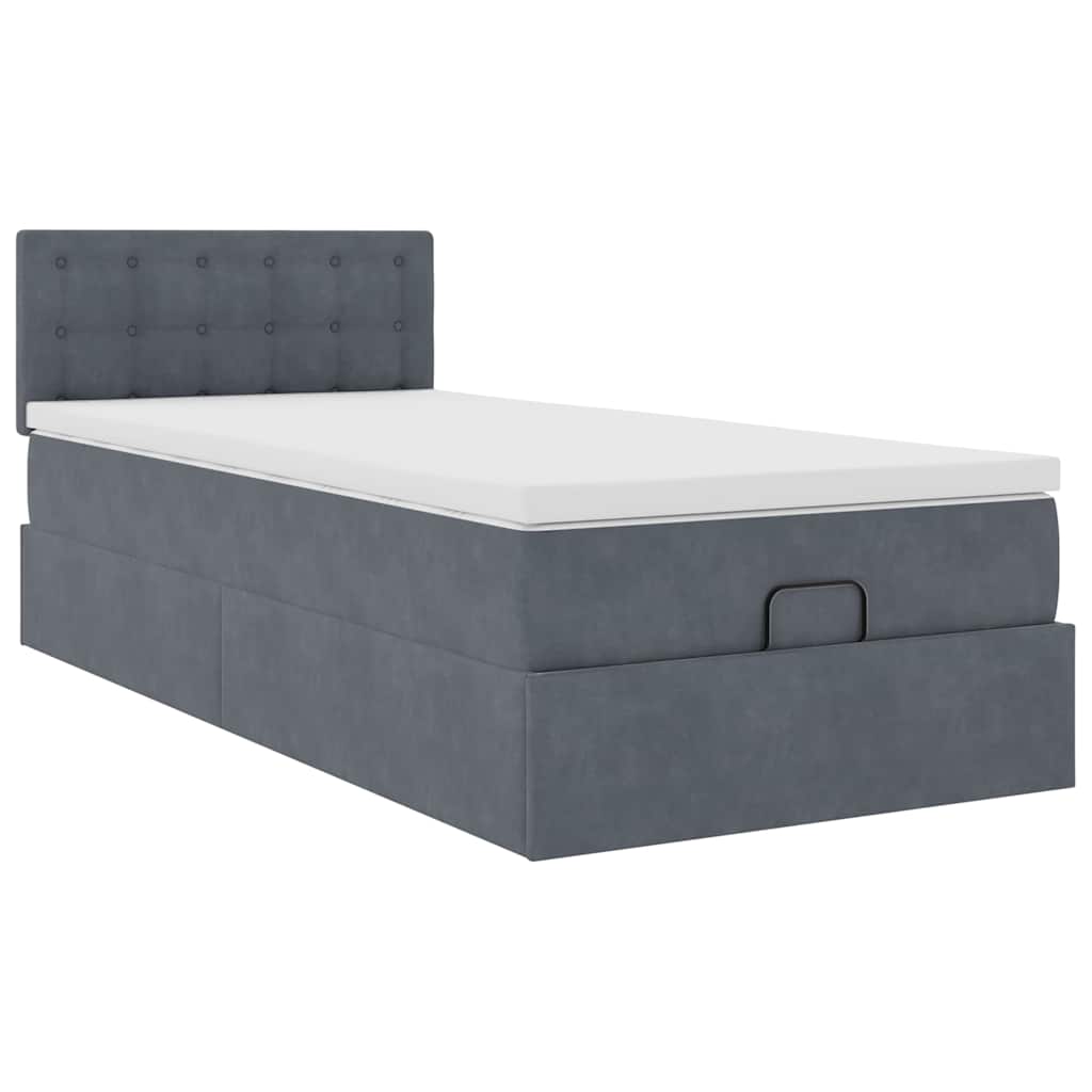 vidaXL Ottoman bed met matras en LED's 80x200cm fluweel donkergrijs grijs, foto 4