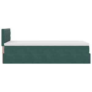 Osmanská postel s matrací & LED tmavě zelená 90x200cm samet - obrázek 11