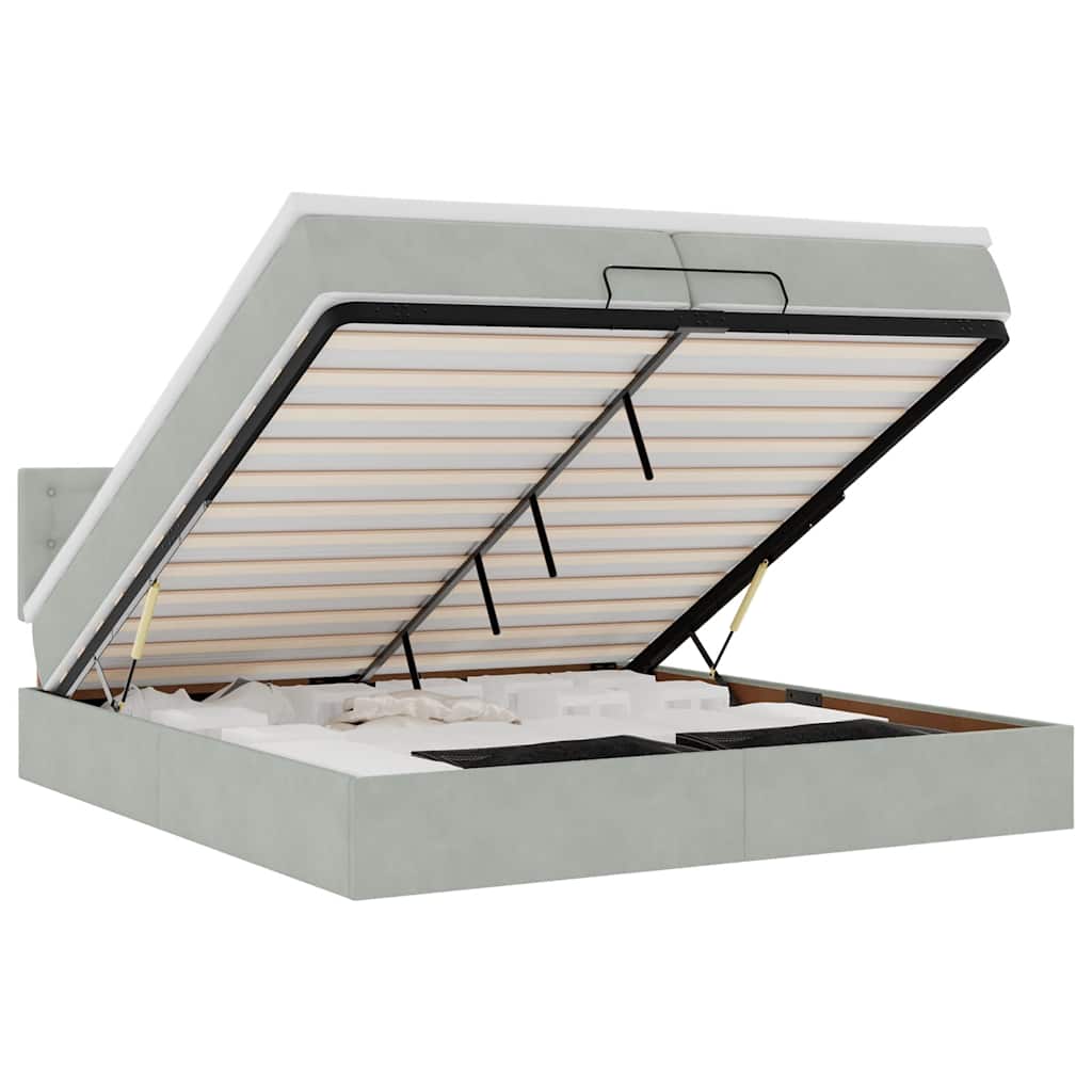 vidaXL Osmanský rám postele s matracíes světle šedá 200x200cm samet