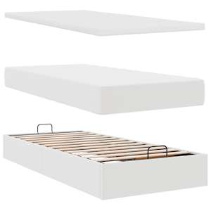 Osmanský rám postele s matrací bílý 160x200cm umělá kůže - obrázek 9