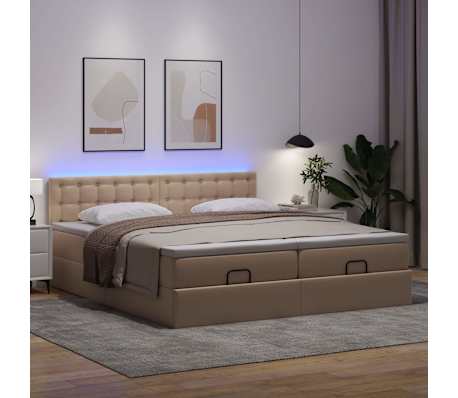 VidaXL Cadre de lit ottoman et matelas cappuccino 160x200cm similicuir