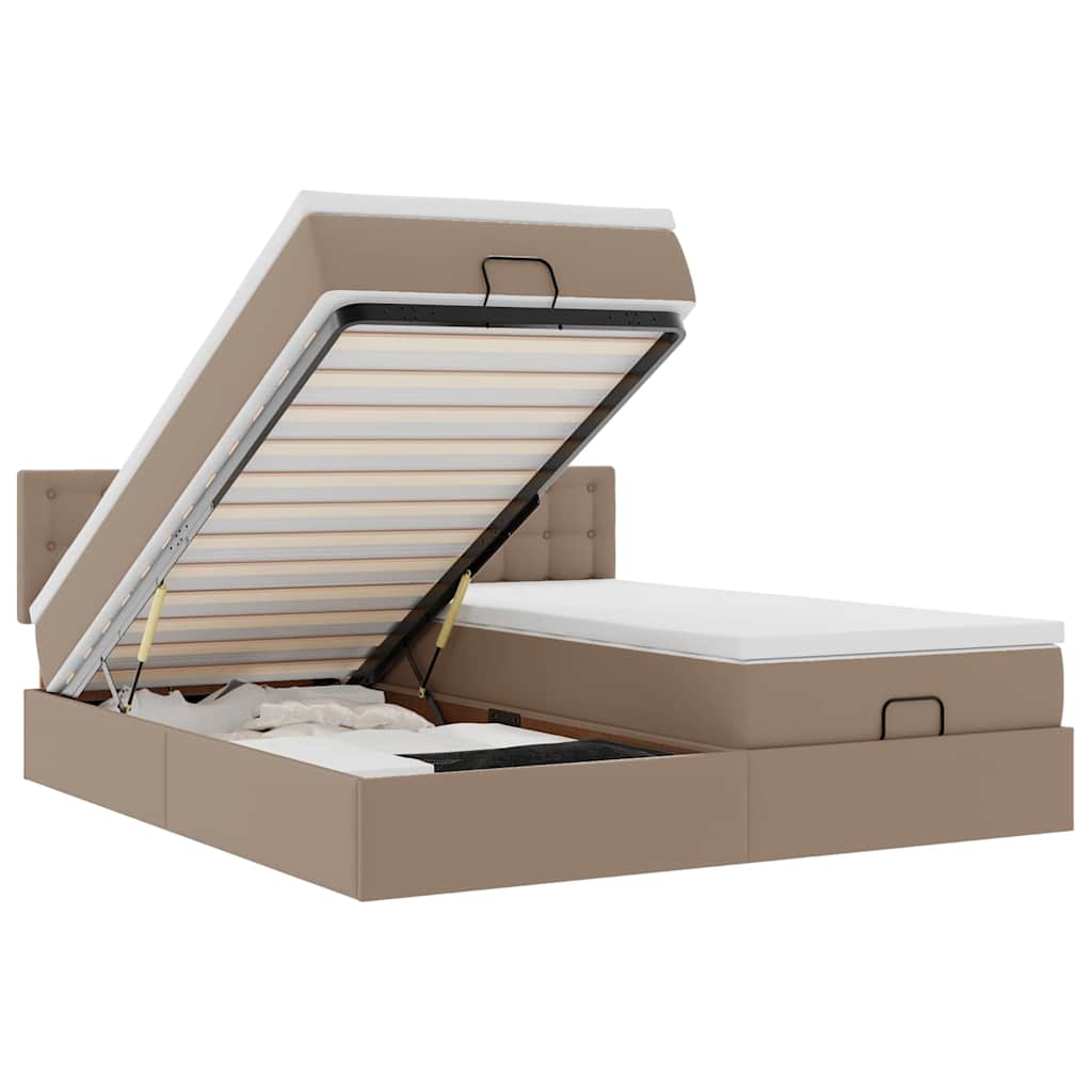 vidaXL Osmanský rám postele s matrací cappuccino 180x200cm umělá kůže