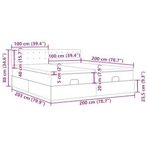 Osmanský rám postele s matrací černá 200x200cm umělá kůže - obrázek 18