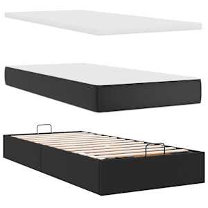 Osmanský rám postele s matrací černá 200x200cm umělá kůže - obrázek 9