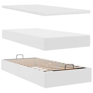 Osmanský rám postele s matrací bílý 200x200cm umělá kůže - obrázek 9