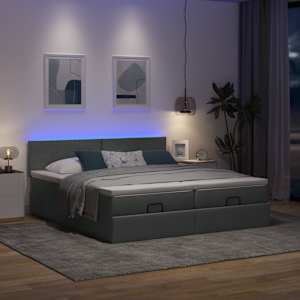 Osmanský rám postele s matrací tmavě šedá 160x200cm textil - obrázek 3