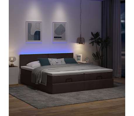 VidaXL Cadre de lit ottoman avec matelas marron fonc&eacute; 200x200 cm tissu
