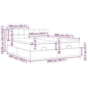 Osmanský rám postele s matrací tmavě hnědá 200x200cm textil - obrázek 18