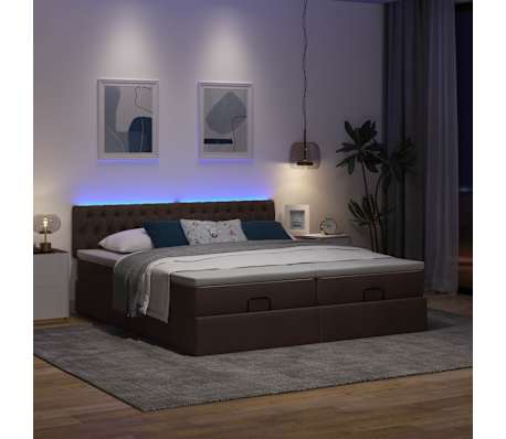 VidaXL Cadre de lit ottoman avec matelas marron fonc&eacute; 200x200 cm tissu